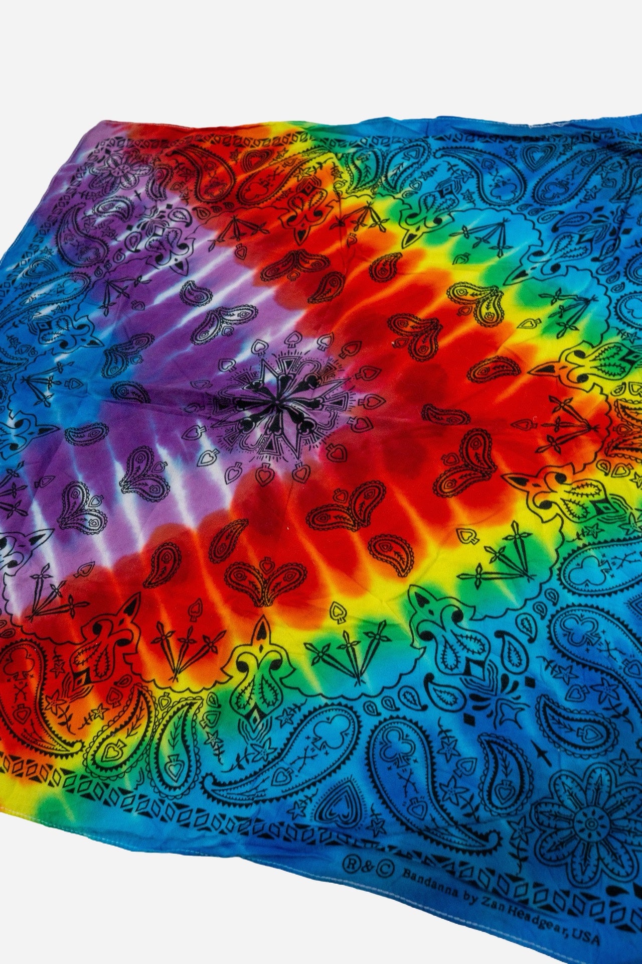 1990S - TIE-DYE BATIK BANDANA SCARF - 50x50